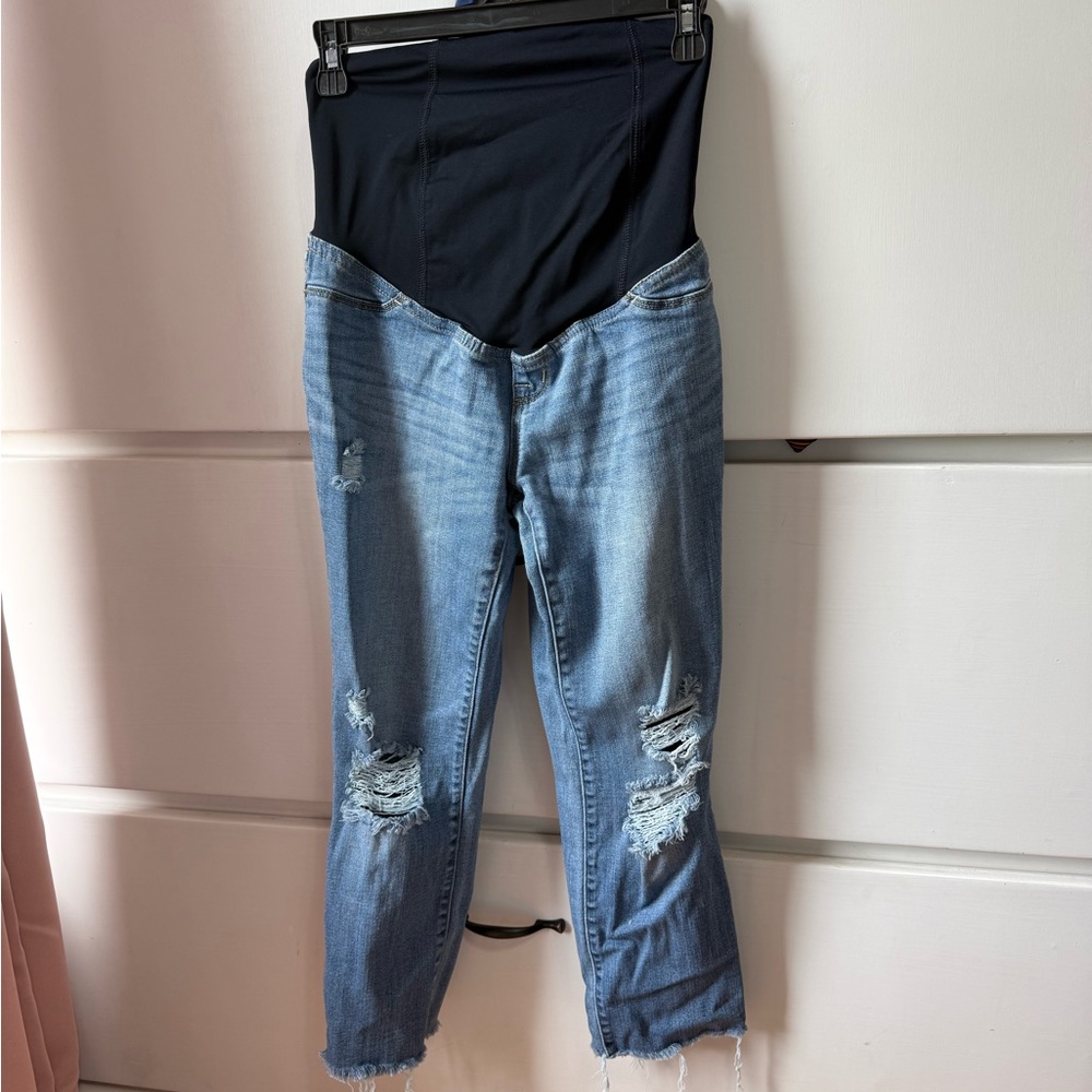Maternity Distressed Blue Jeans